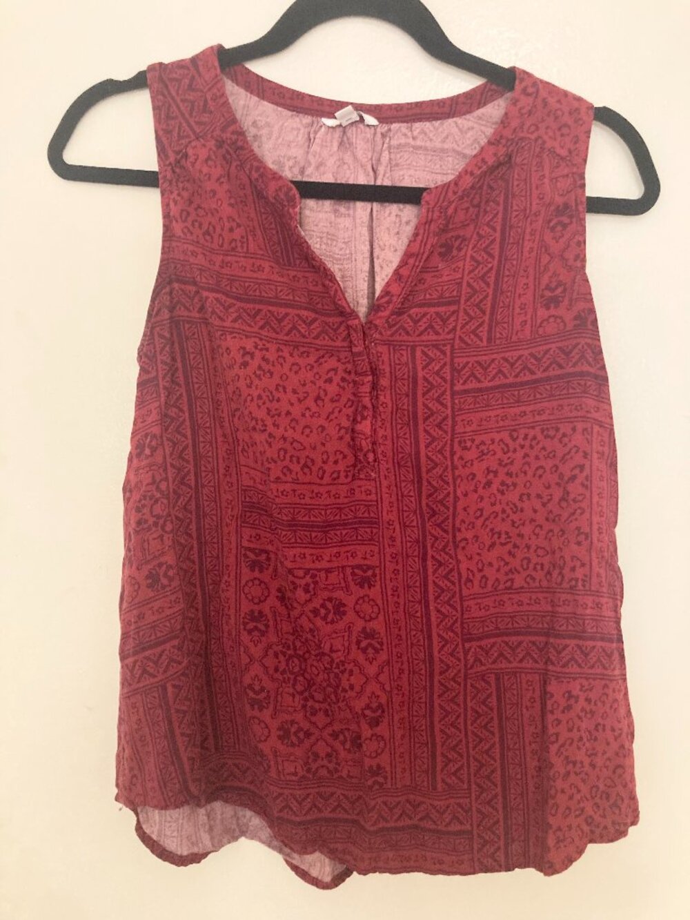 Red Multi Patterned Sleeveless Blouse